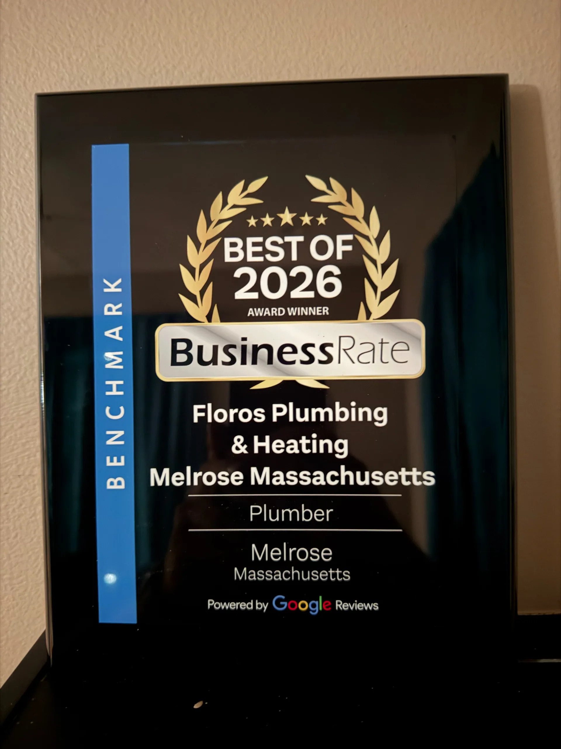 Floros plumbing heating best of 2026 award plaque melrose